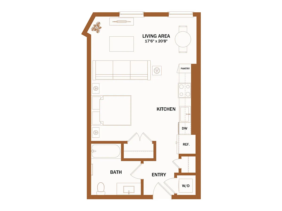 Floor plan S8 - 0 Bed | 1 Bath