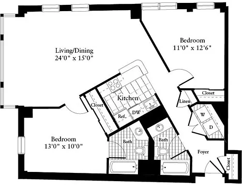 Floor plan 2 Bedrooms H