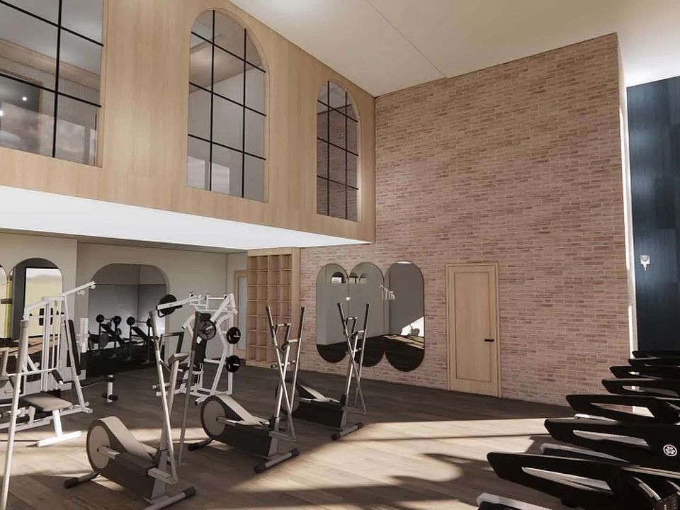 Club-quality fitness studio with spin bikes and fitness on-demand at Modera University Park in Denver, CO.