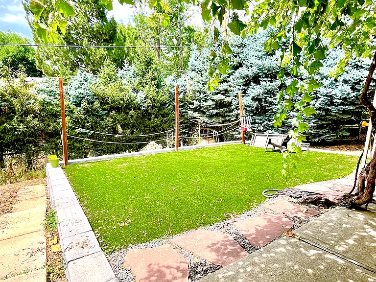 Oh, what? There's a grape vine on the spacious back patio? Yes. Yes there is.