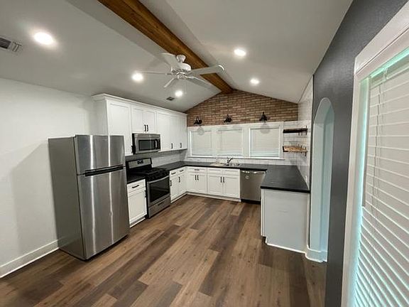 Kitchen with stainless steel appliances
