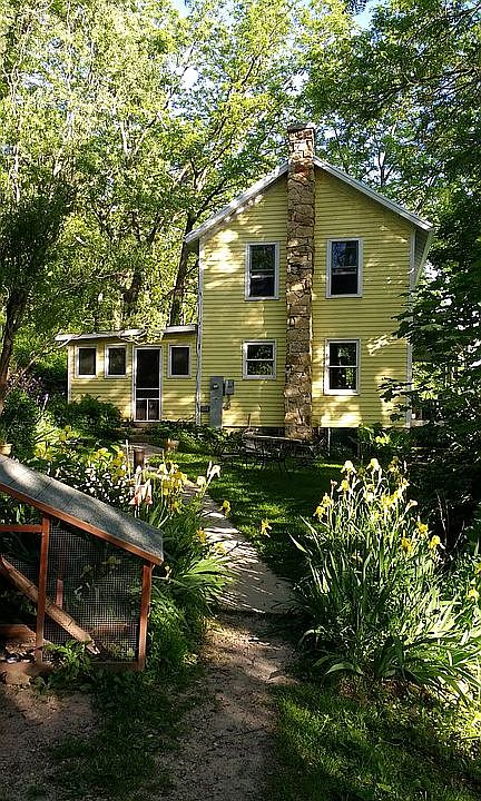 Limestone-clad chimney