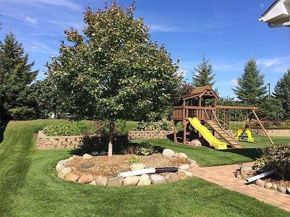 Backyard landscape
						:
						Pavers line the whole home for ease of walking around.