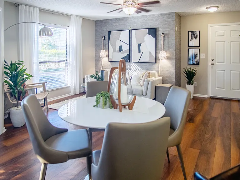 Live luxuriously with private lanai access and chic wood-style flooring throughout your living spaces at River Reach.