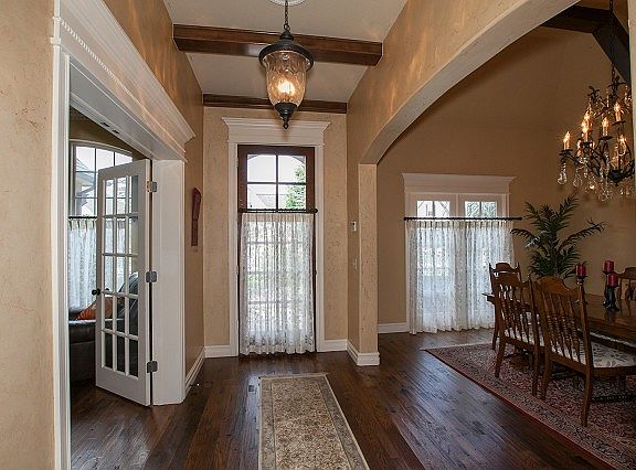 Handscraped wood floors throughout