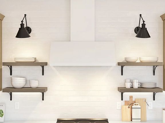 Kitchen with floating shelves