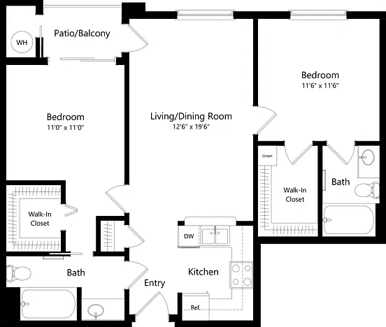 Floor plans are artist's rendering. All dimensions are approximate. Actual product and specifications may vary in dimension or detail. Not all features are available in every apartment. Prices and availability are subject to change. Floor plans are artist