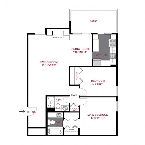 Floor plan 2 Bed 2 Bath