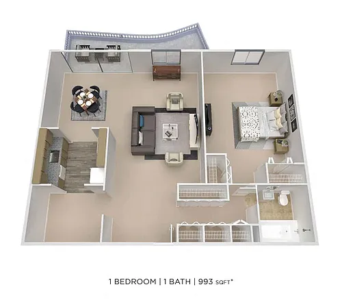 Floor plan PCH 1 Bdrm - C
