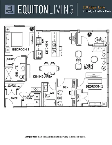 Floor plan 2 Bedroom + Den