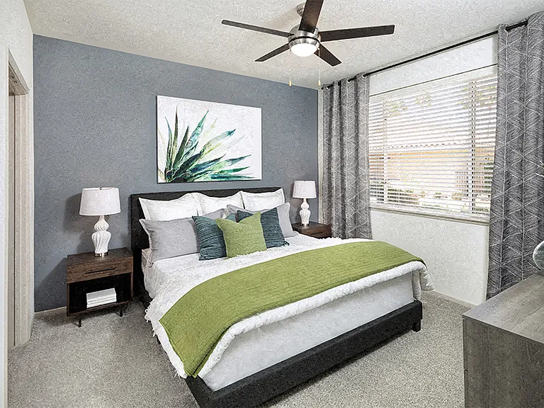 Ceiling fans in bedrooms and living areas