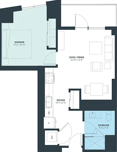 Floor plan 1 Bed/1 Bath-a10h
