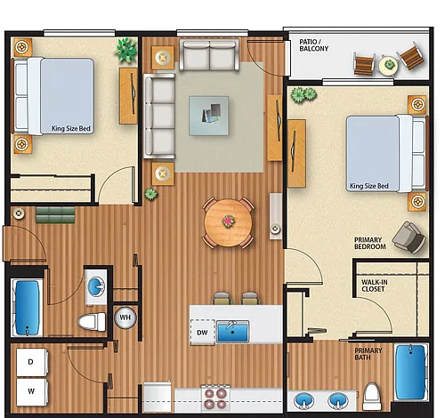 Floor plan Farmstead II 2x2b Flat