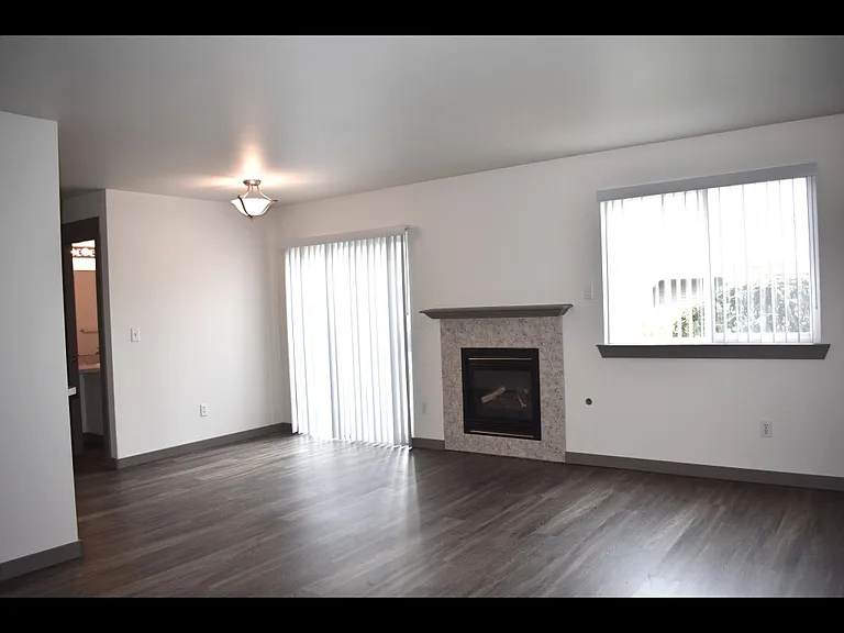 Town home dining area and gas burning fireplace. The slider door opens up to your own private porch area.
