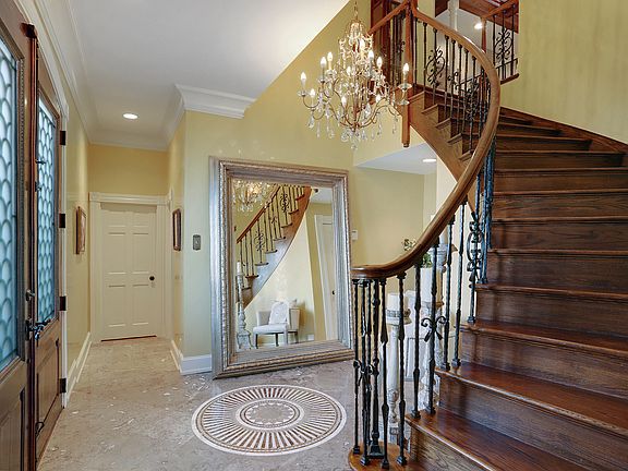 Marble floor, oak staircase
