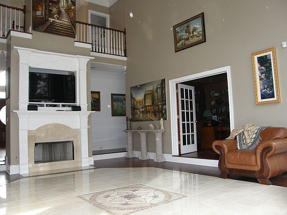 Great room fireplace view