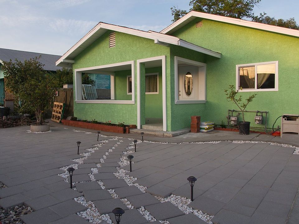 Front of house with stone step