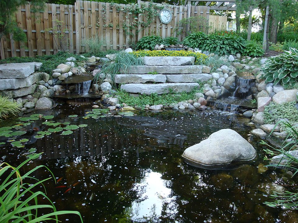 Pond - dual waterfalls