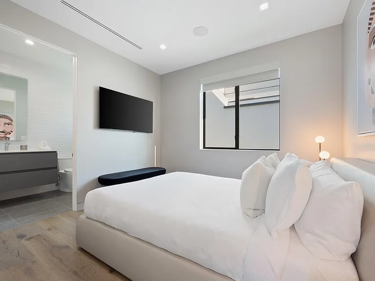 A clean and chic design with modern art