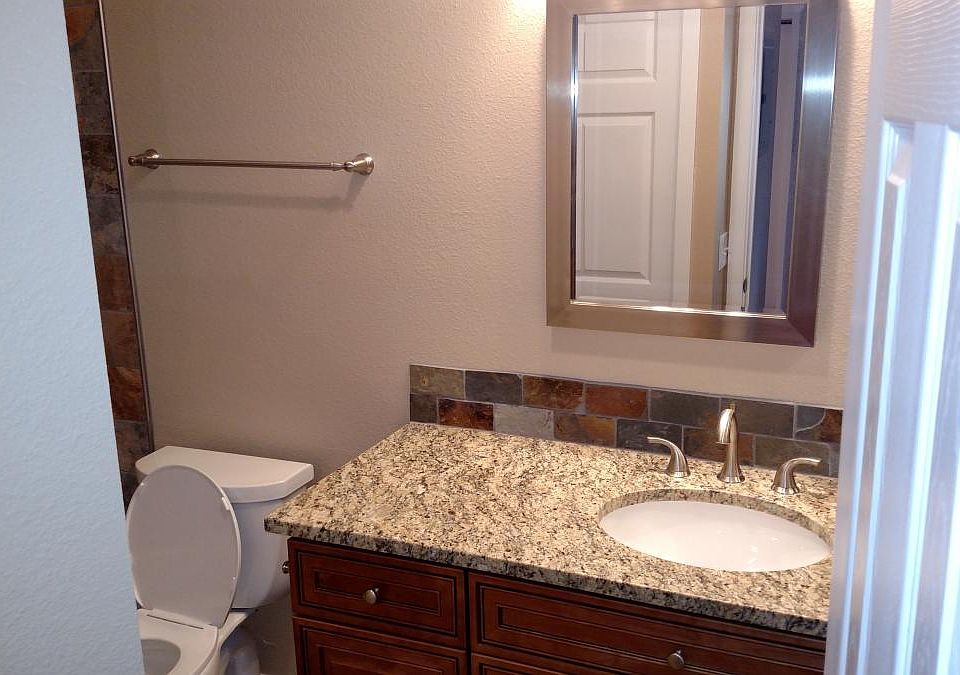 new granite in bathroom and kitchen!