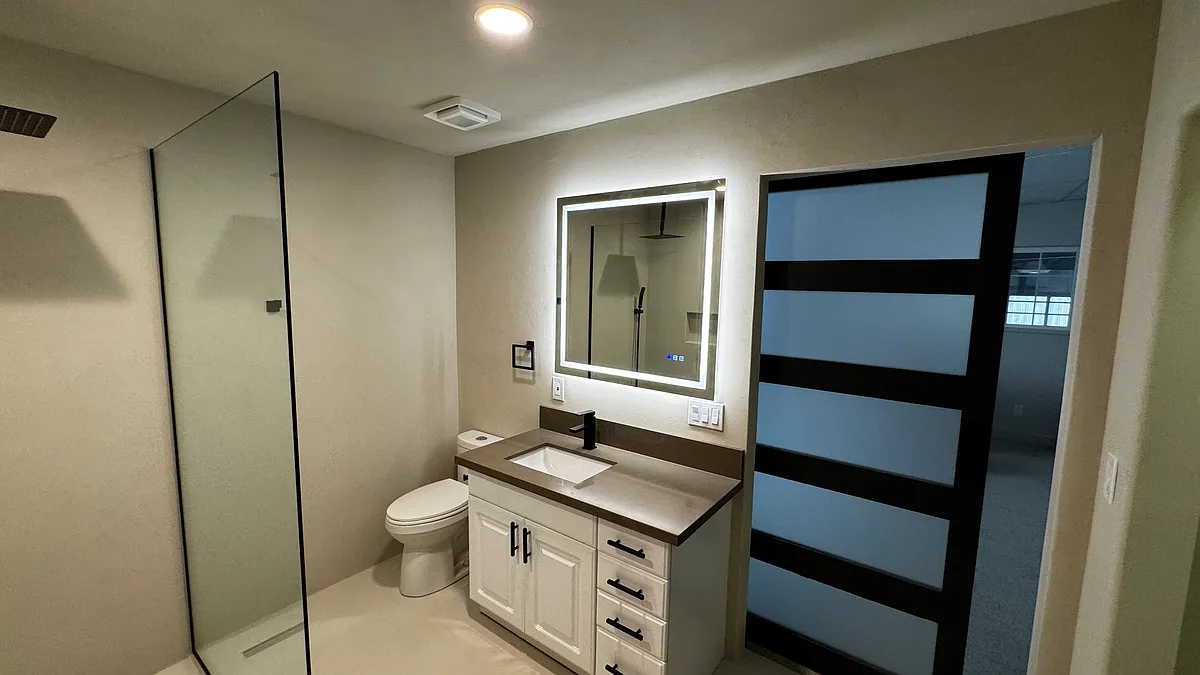 NEW LED Mirror and LED Lights and Quartz Countertop. New Black Delta Faucet - 14369 Keil Rd NE #1A