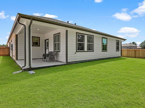 Covered patio in backyard