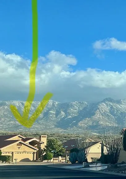 House elevation approx 3800'.
Catalina Mountains behind and Mt Lemmon elevation 9159'