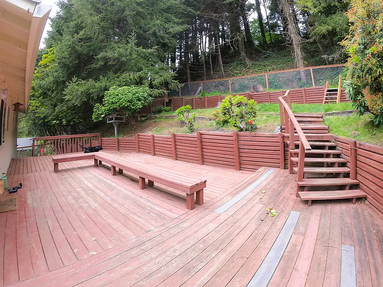 large, fully fenced backyard