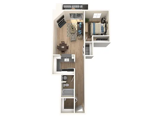 Floor plan One Bedroom, One Bathroom