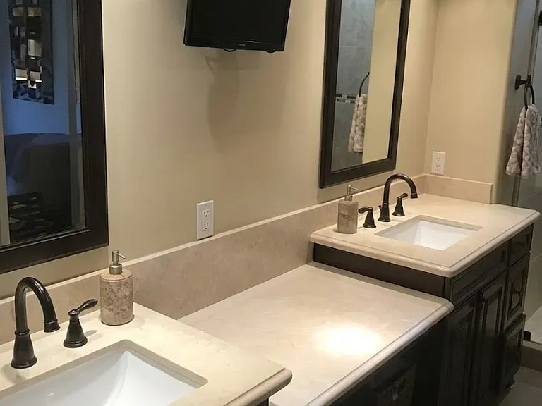 Master Bath with dual sink, TV