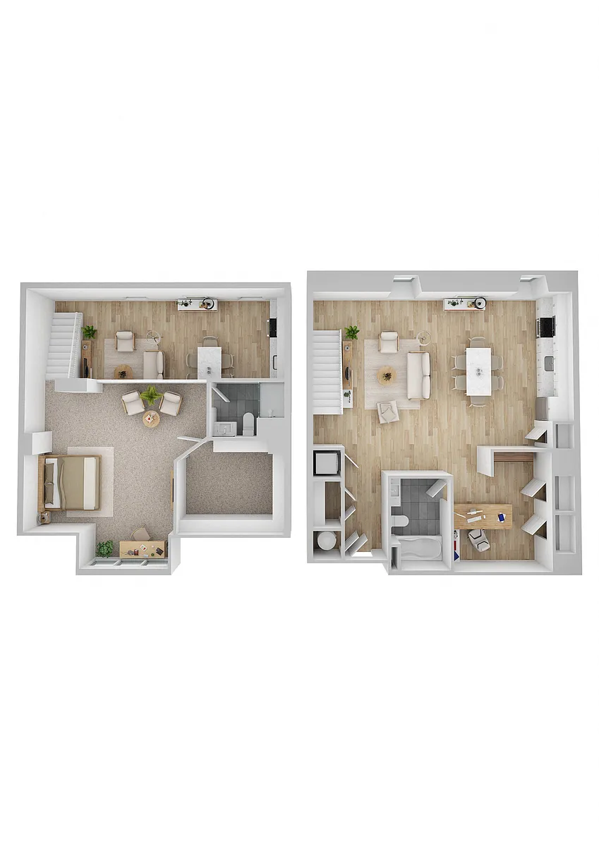 Floor plan 1 Bedroom 2 Bath Loft