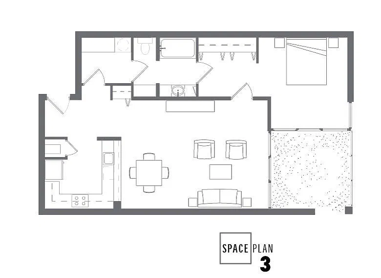 Floor plan 1/1 Saw Tooth Patio