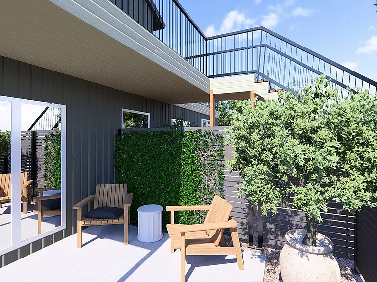 We are still working on the landscape but this is what your private backyard would look like when finished