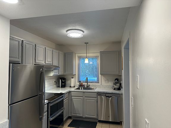 View from dining area into kitchen