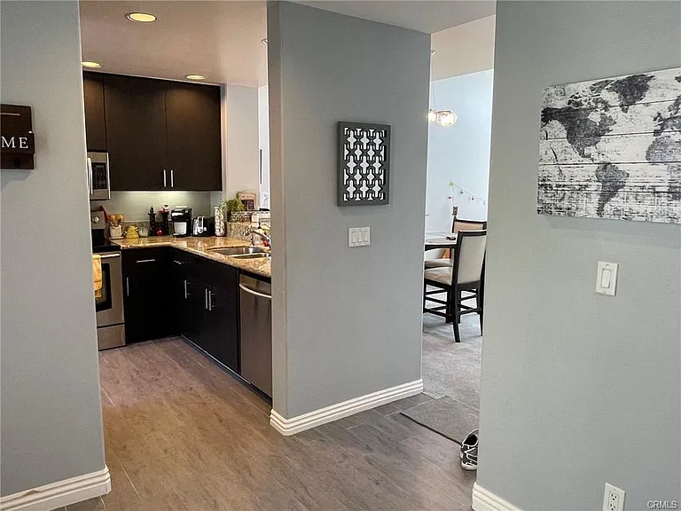 Kitchen with recessed lights