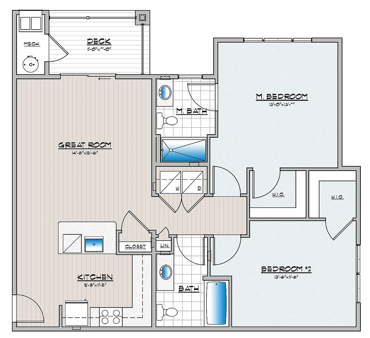 Floor plan 2 Bedroom 2 Bathroom