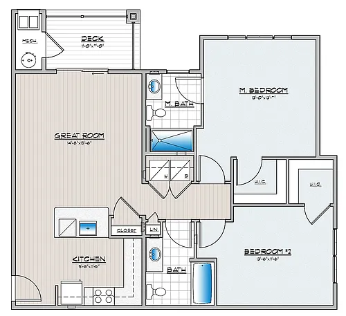 Floor plan 2 Bedroom 2 Bathroom