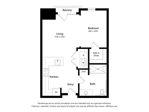Floor plan Studio - All Utilities Included