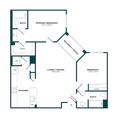 Floor plan 2 Bed/2 Bath-b2