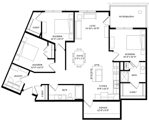Floor plan 3 Bedroom L2 SIM