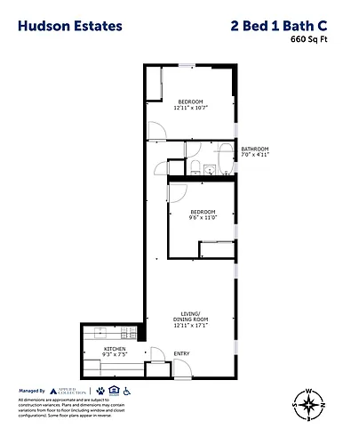 Floor plan 2 Bed 1 Bath C
