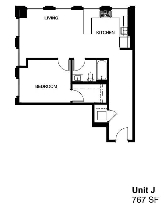 Floor plan J - 1 Bedroom