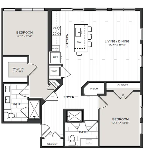 Floor plan 2 Bed/2 Bath-B5