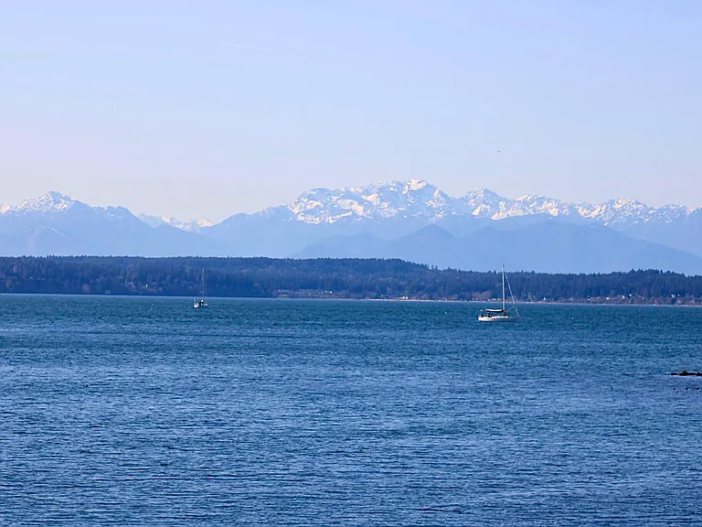 Bike path leads to Puget Sound & Views of the Olympic mountains