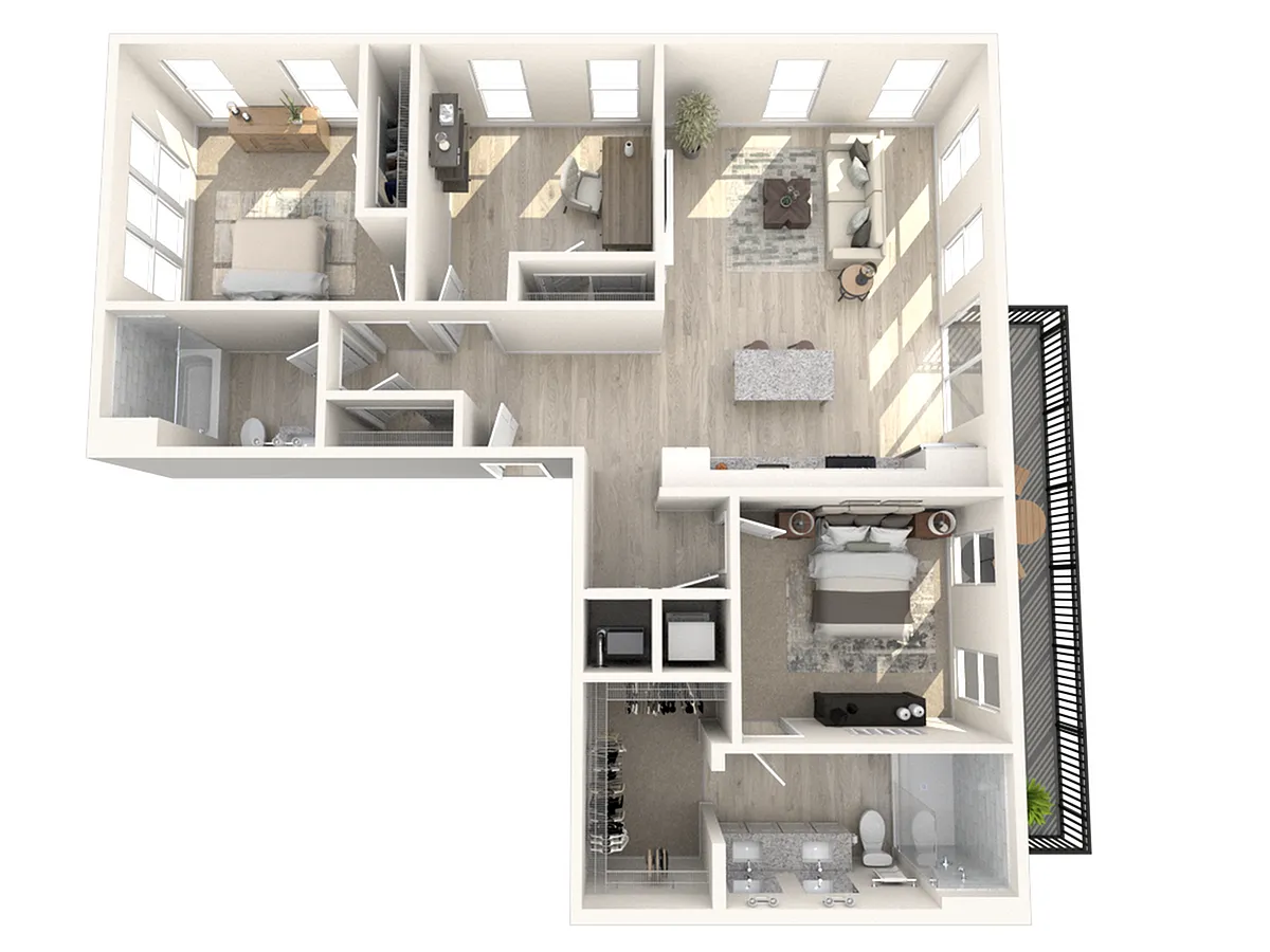 Floor plan C2.0 | Three Bedroom, Two Bathroom