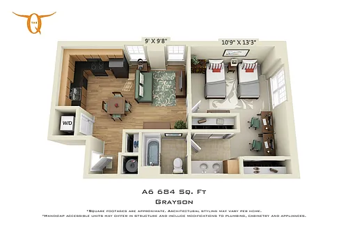 Floor plan 1 Bedroom (Price Per Bed)
