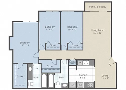 Floor plan 3 Bed 2 Bath