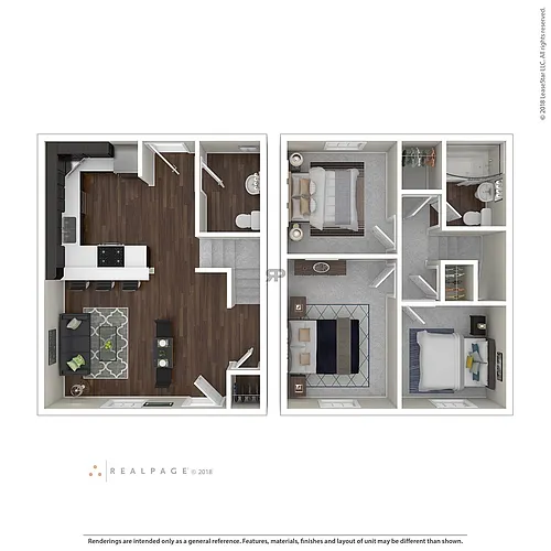 Floor plan Three Bedroom Townhome