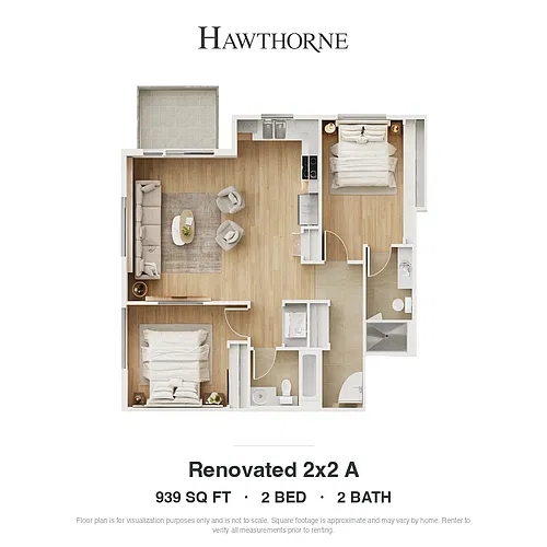 Floor plan Renovated 2x2 A