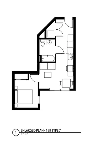 Floor plan One Bedroom, One Bath